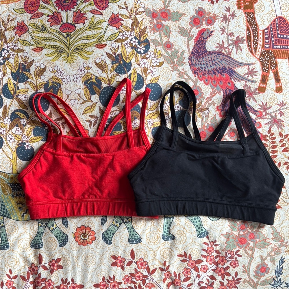 LOT OF 2 Oiselle Ballard Sports Bras - red & black size 4